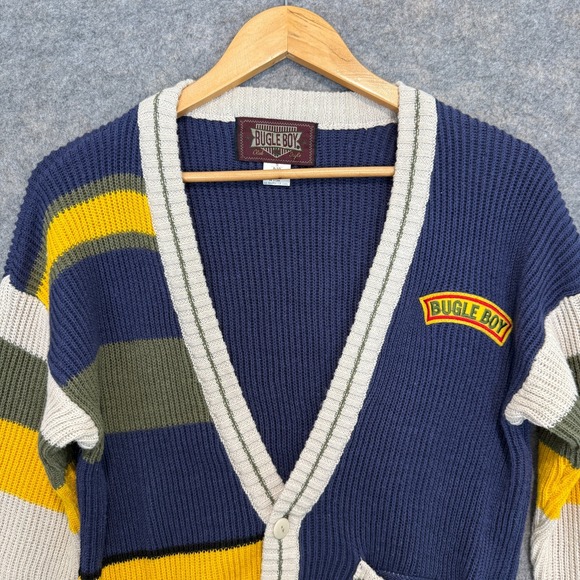 Vintage Bugle Boy Cardigan Sweater Womens Small 8-10 Collegiate 90s Chunky Knit - Picture 2 of 11